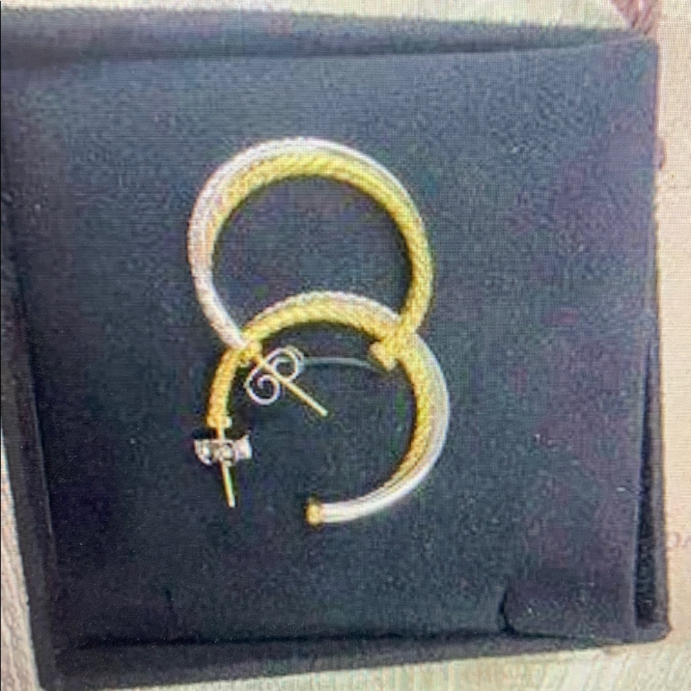 DavidYurman Gold and Silver Twisted Hoop Earrings - Picture 2 of 4